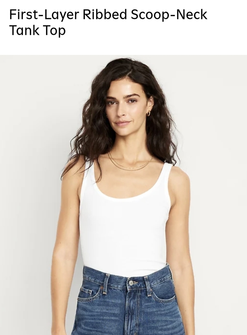 Ribbed Scoop-Neck Tank Top — White Tall
